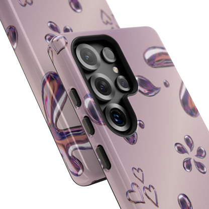Purple Floral Tough Phone Case, Trendy Accessories for Teens, Gift for Her, Stylish Cell Phone Cover, Cute Pink Case, Mother's Day Gift