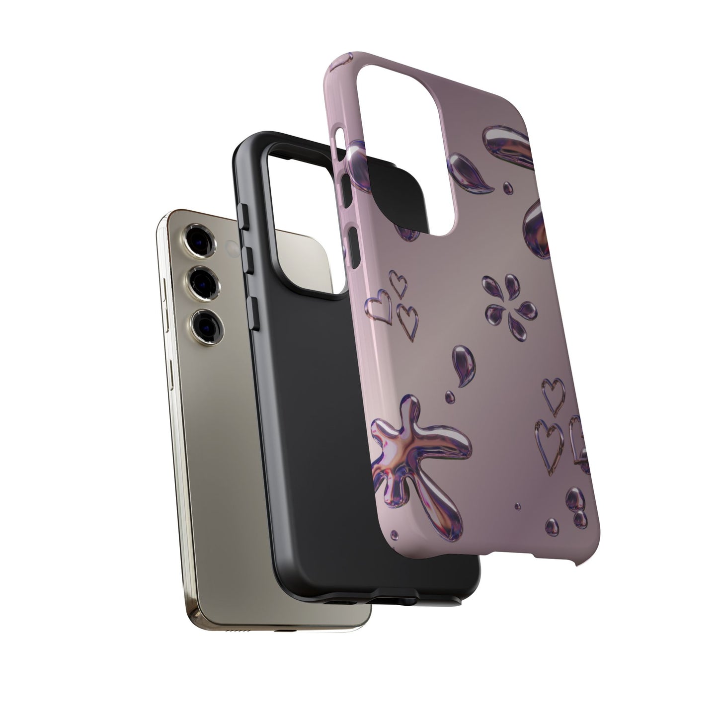 Purple Floral Tough Phone Case, Trendy Accessories for Teens, Gift for Her, Stylish Cell Phone Cover, Cute Pink Case, Mother's Day Gift