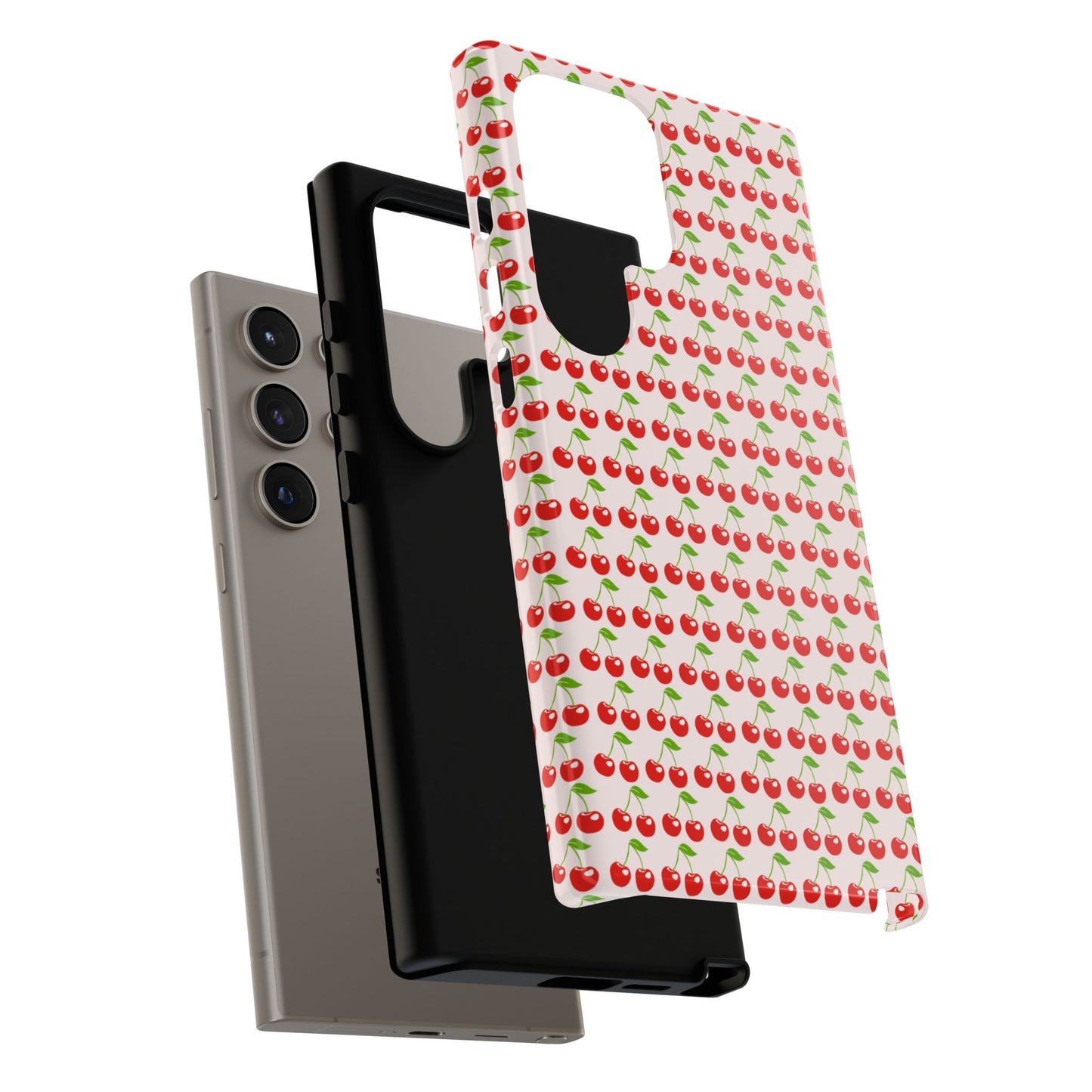 Cherry Pattern Phone Case - Tough Cases, Cute Phone Accessory, Fruit Design Case, Gift for Her, Stylish Protection