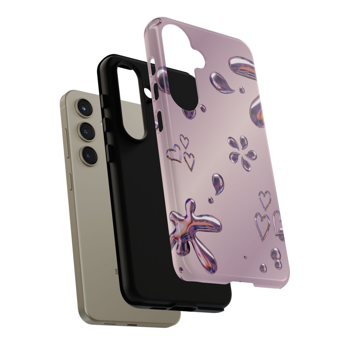 Purple Floral Tough Phone Case, Trendy Accessories for Teens, Gift for Her, Stylish Cell Phone Cover, Cute Pink Case, Mother's Day Gift