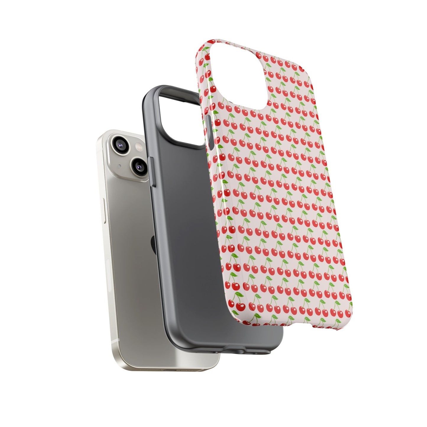 Cherry Pattern Phone Case - Tough Cases, Cute Phone Accessory, Fruit Design Case, Gift for Her, Stylish Protection