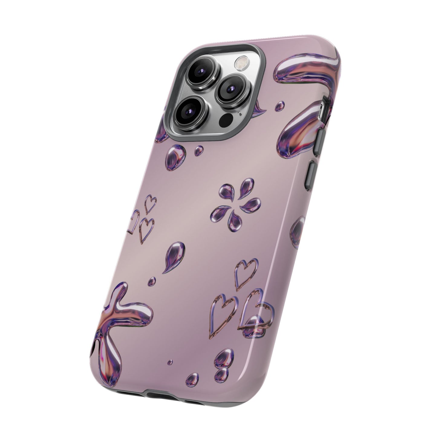 Purple Floral Tough Phone Case, Trendy Accessories for Teens, Gift for Her, Stylish Cell Phone Cover, Cute Pink Case, Mother's Day Gift