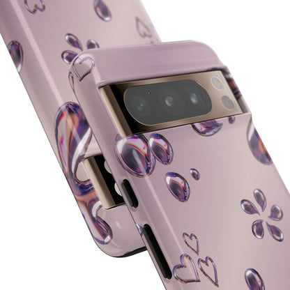 Purple Floral Tough Phone Case, Trendy Accessories for Teens, Gift for Her, Stylish Cell Phone Cover, Cute Pink Case, Mother's Day Gift