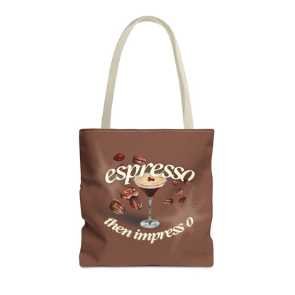 Espresso then Impress-o Tote Bag - Stylish AOP Bag for Coffee Enthusiasts, Bag for Workouts, Casual Outings, Gifts for Caffeine Addicts, Brown [...]