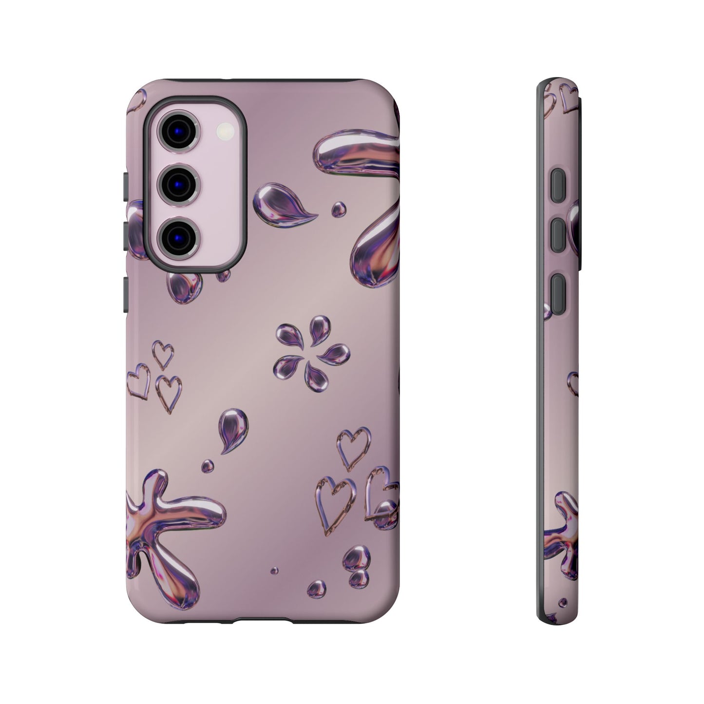 Purple Floral Tough Phone Case, Trendy Accessories for Teens, Gift for Her, Stylish Cell Phone Cover, Cute Pink Case, Mother's Day Gift