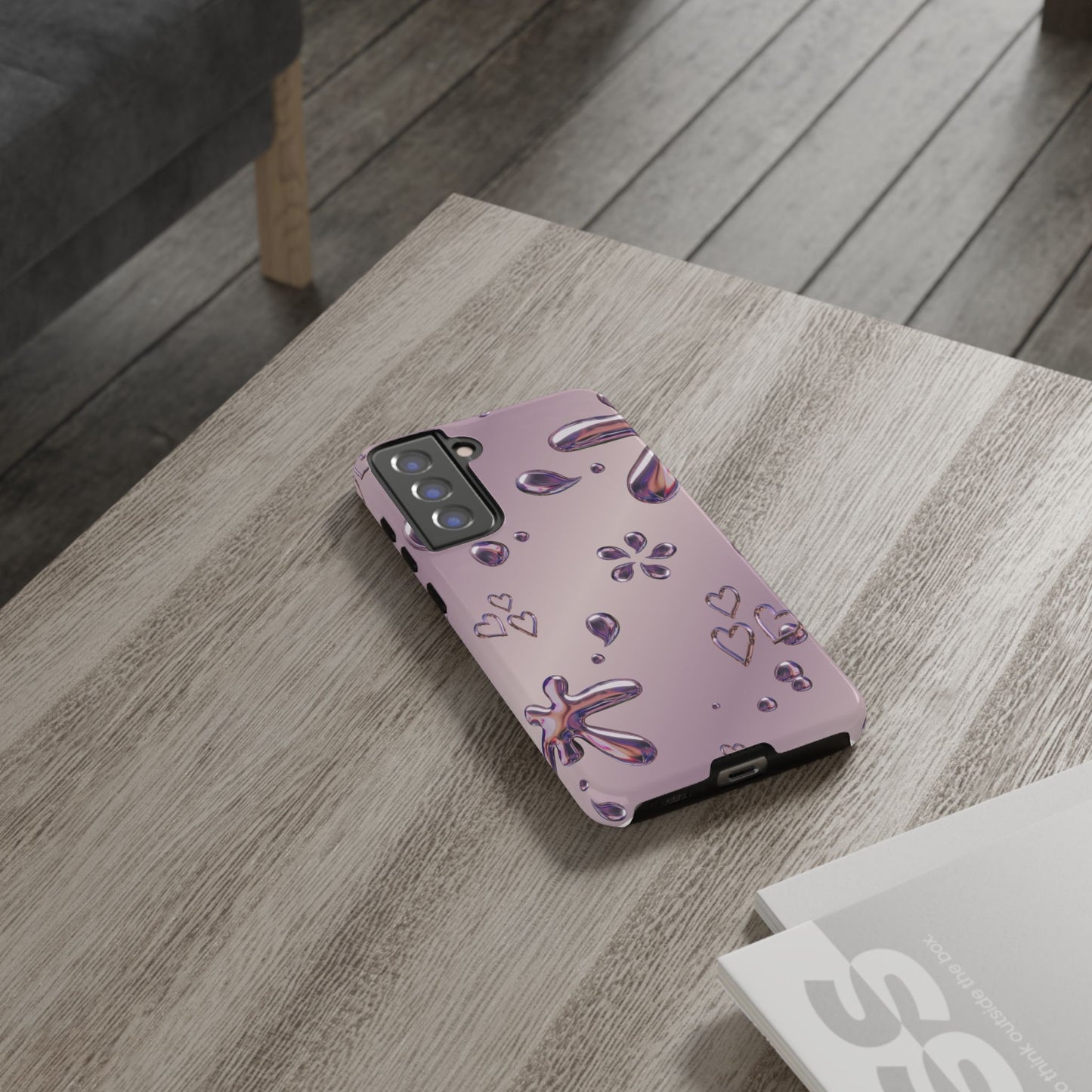 Purple Floral Tough Phone Case, Trendy Accessories for Teens, Gift for Her, Stylish Cell Phone Cover, Cute Pink Case, Mother's Day Gift
