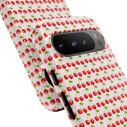 Cherry Pattern Phone Case - Tough Cases, Cute Phone Accessory, Fruit Design Case, Gift for Her, Stylish Protection