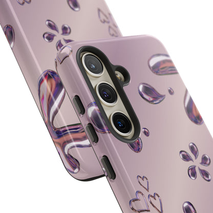 Purple Floral Tough Phone Case, Trendy Accessories for Teens, Gift for Her, Stylish Cell Phone Cover, Cute Pink Case, Mother's Day Gift