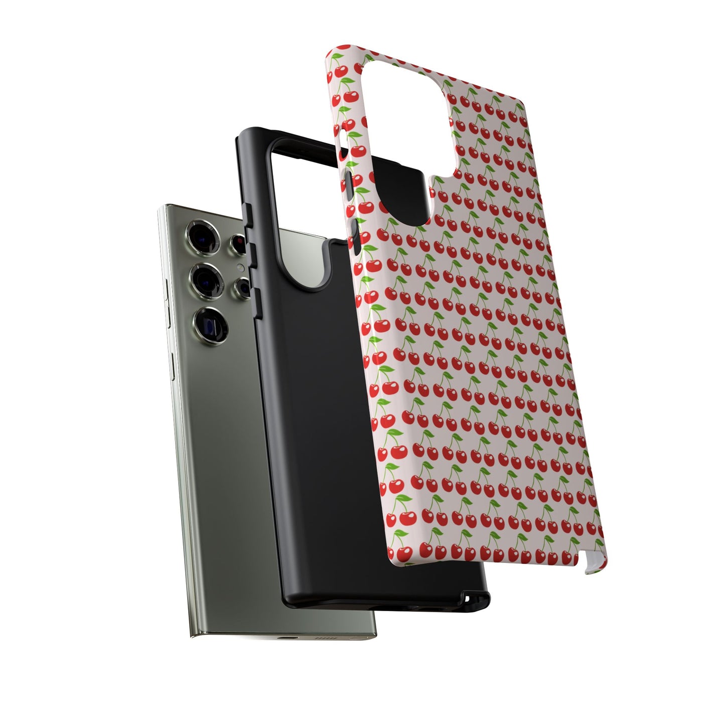 Cherry Pattern Phone Case - Tough Cases, Cute Phone Accessory, Fruit Design Case, Gift for Her, Stylish Protection
