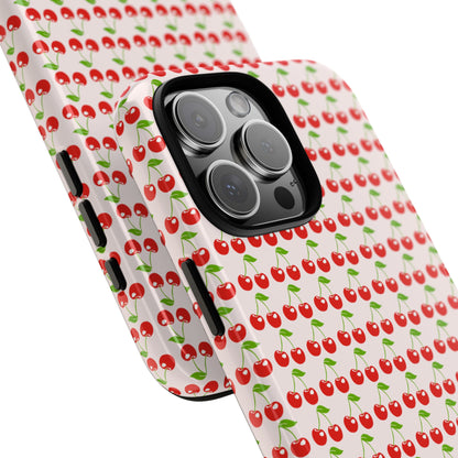 Cherry Pattern Phone Case - Tough Cases, Cute Phone Accessory, Fruit Design Case, Gift for Her, Stylish Protection
