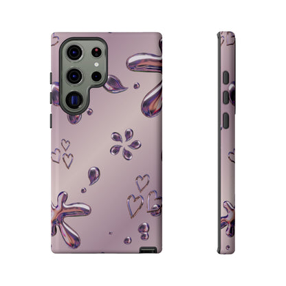 Purple Floral Tough Phone Case, Trendy Accessories for Teens, Gift for Her, Stylish Cell Phone Cover, Cute Pink Case, Mother's Day Gift