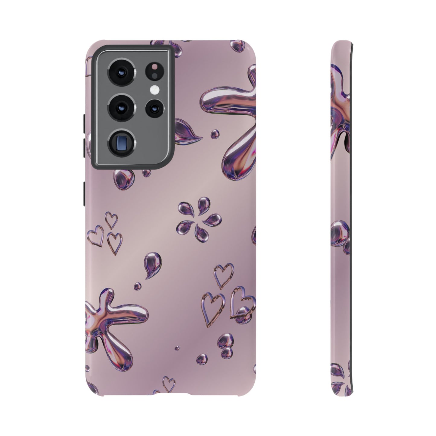 Purple Floral Tough Phone Case, Trendy Accessories for Teens, Gift for Her, Stylish Cell Phone Cover, Cute Pink Case, Mother's Day Gift