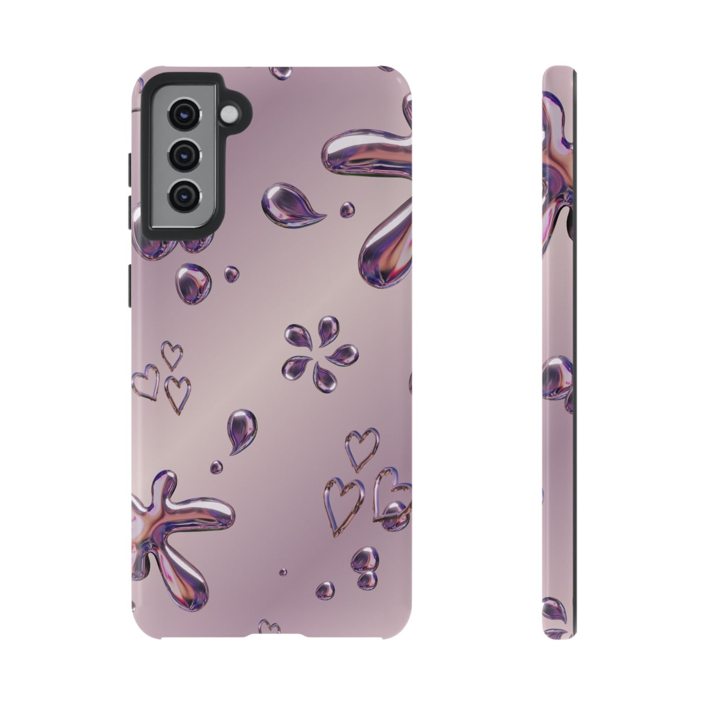 Purple Floral Tough Phone Case, Trendy Accessories for Teens, Gift for Her, Stylish Cell Phone Cover, Cute Pink Case, Mother's Day Gift