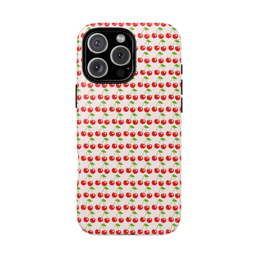 Cherry Pattern Phone Case - Tough Cases, Cute Phone Accessory, Fruit Design Case, Gift for Her, Stylish Protection