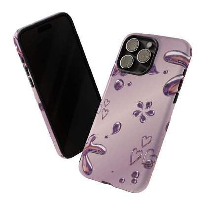 Purple Floral Tough Phone Case, Trendy Accessories for Teens, Gift for Her, Stylish Cell Phone Cover, Cute Pink Case, Mother's Day Gift
