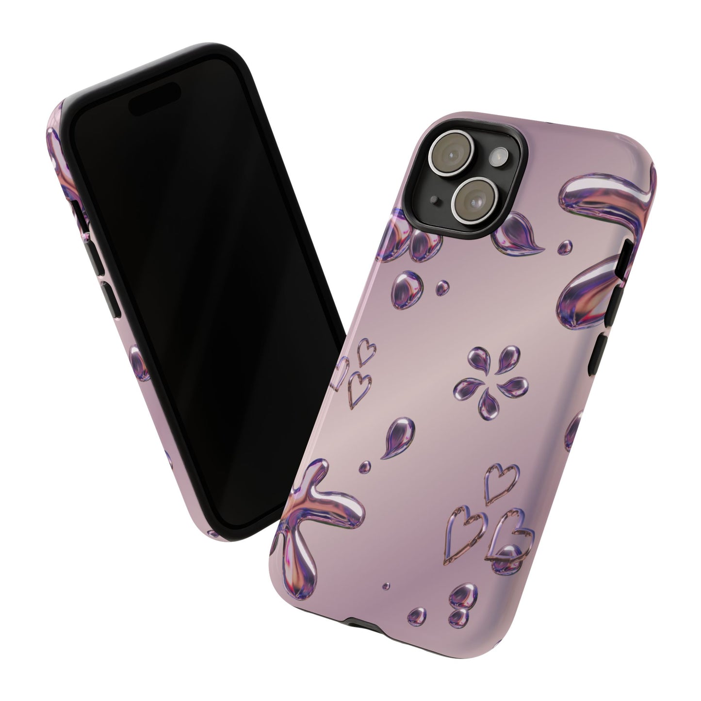 Purple Floral Tough Phone Case, Trendy Accessories for Teens, Gift for Her, Stylish Cell Phone Cover, Cute Pink Case, Mother's Day Gift