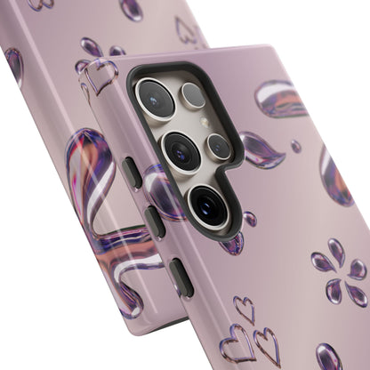 Purple Floral Tough Phone Case, Trendy Accessories for Teens, Gift for Her, Stylish Cell Phone Cover, Cute Pink Case, Mother's Day Gift