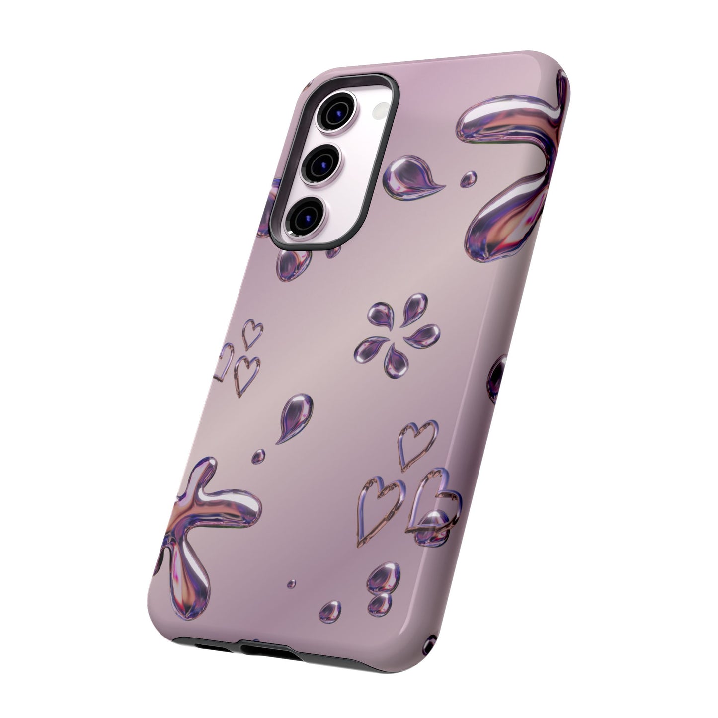Purple Floral Tough Phone Case, Trendy Accessories for Teens, Gift for Her, Stylish Cell Phone Cover, Cute Pink Case, Mother's Day Gift