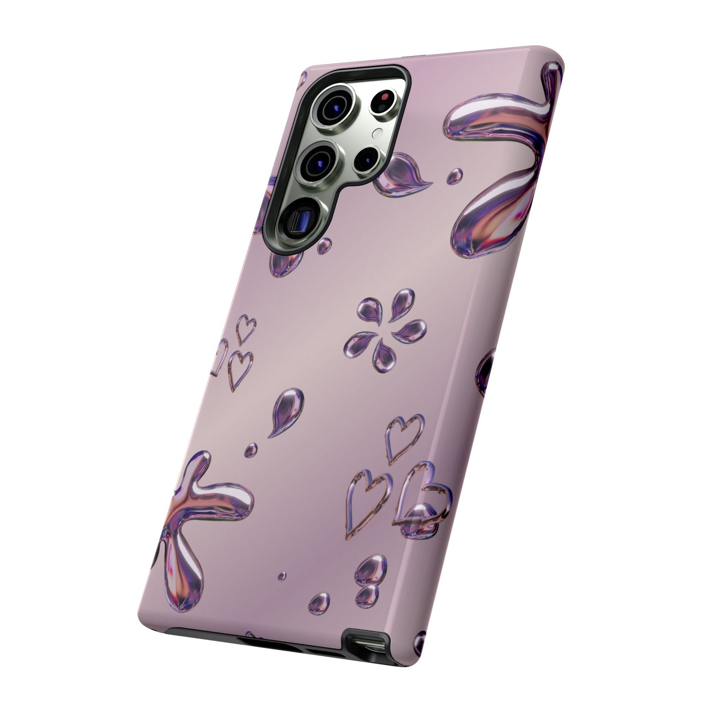 Purple Floral Tough Phone Case, Trendy Accessories for Teens, Gift for Her, Stylish Cell Phone Cover, Cute Pink Case, Mother's Day Gift