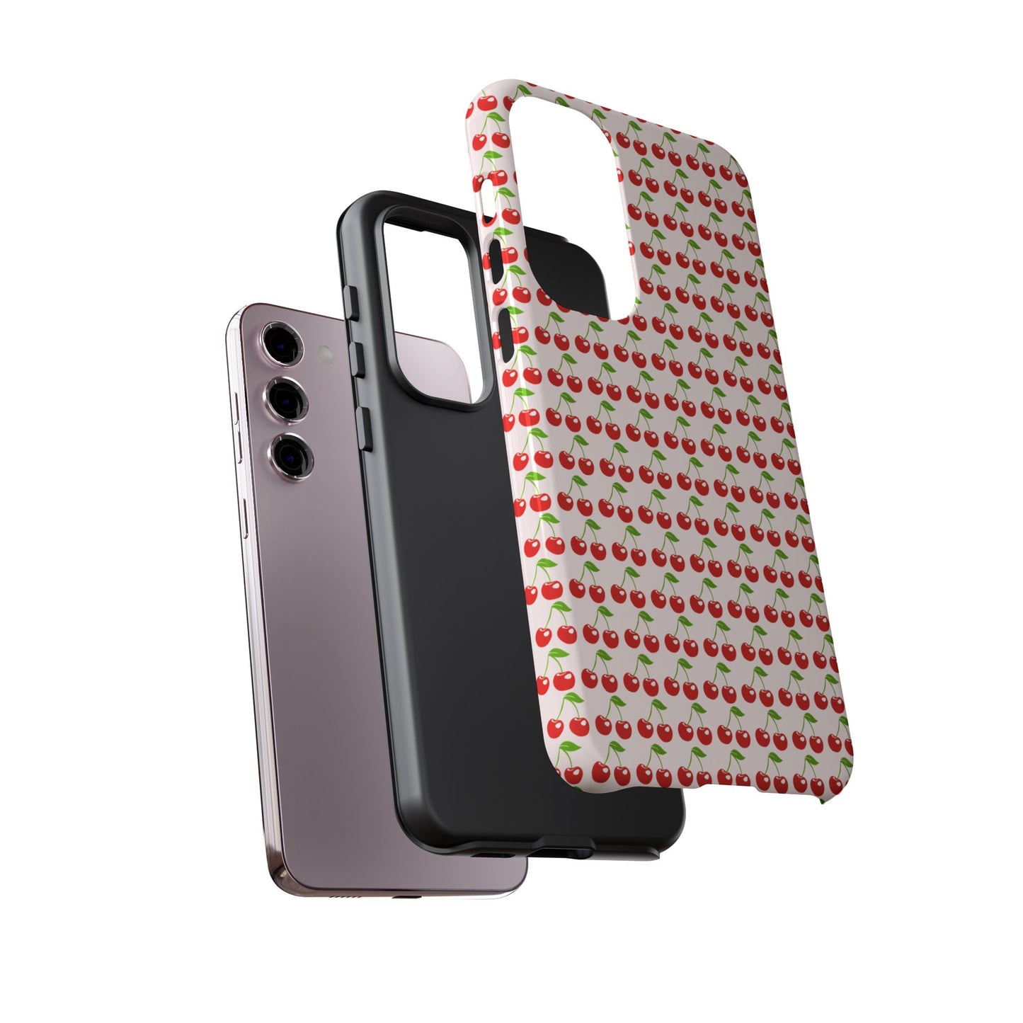 Cherry Pattern Phone Case - Tough Cases, Cute Phone Accessory, Fruit Design Case, Gift for Her, Stylish Protection