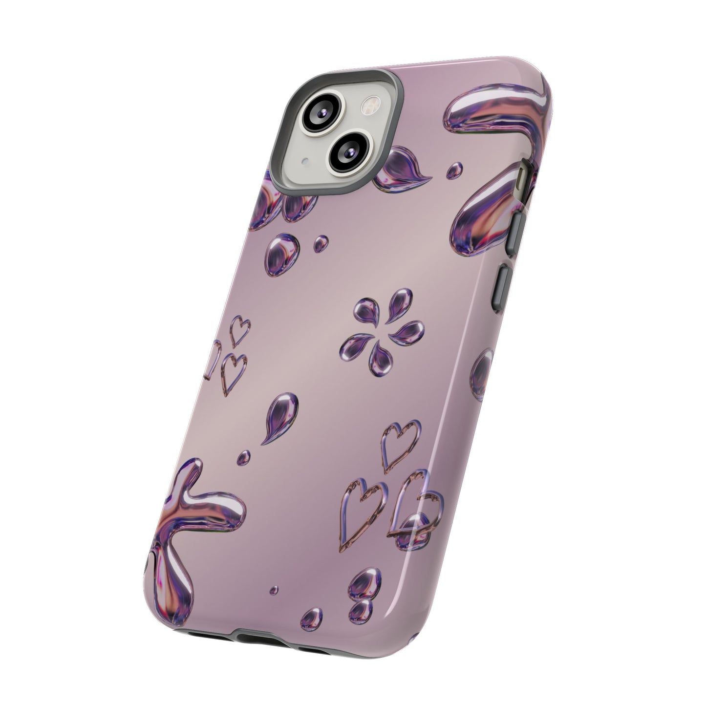 Purple Floral Tough Phone Case, Trendy Accessories for Teens, Gift for Her, Stylish Cell Phone Cover, Cute Pink Case, Mother's Day Gift