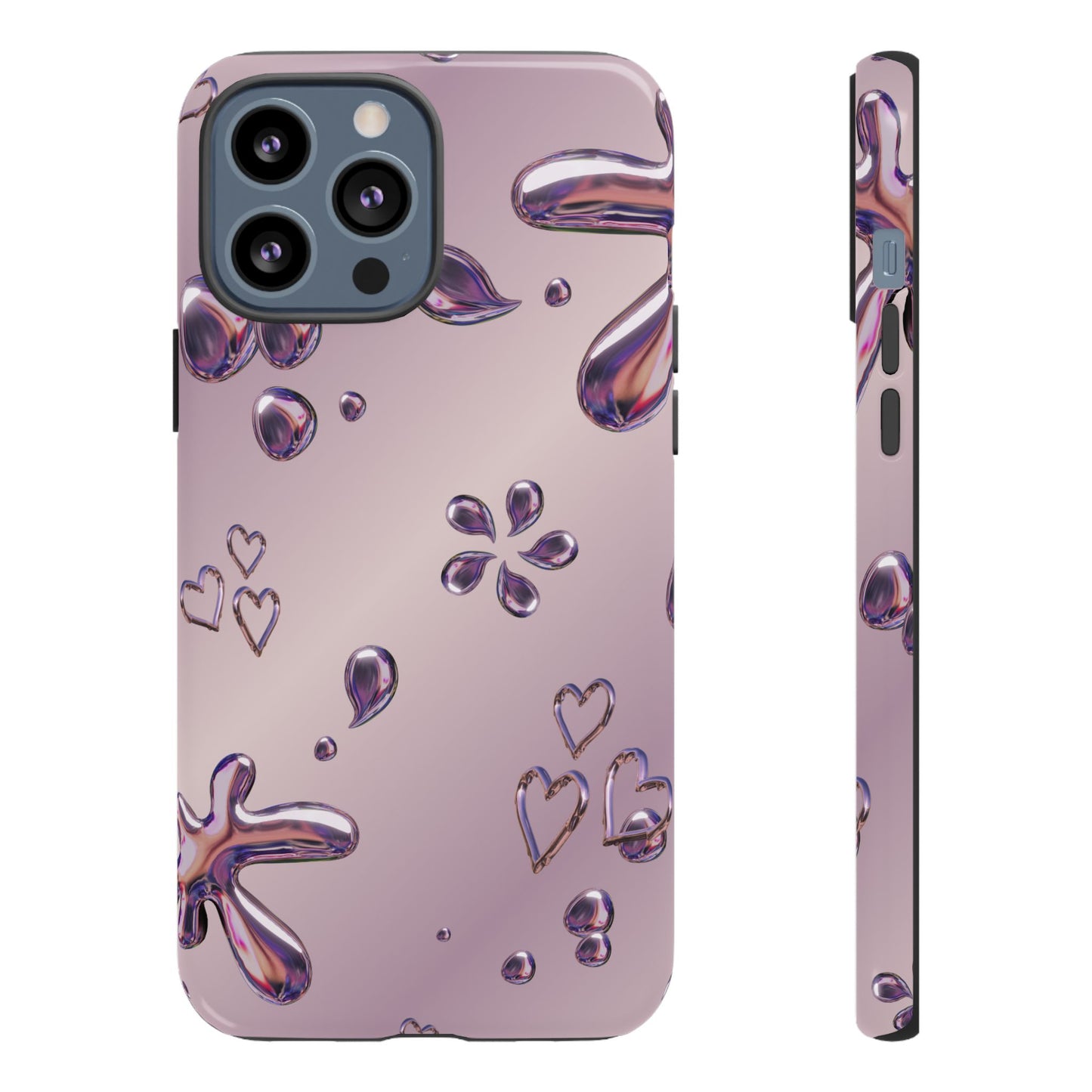 Purple Floral Tough Phone Case, Trendy Accessories for Teens, Gift for Her, Stylish Cell Phone Cover, Cute Pink Case, Mother's Day Gift