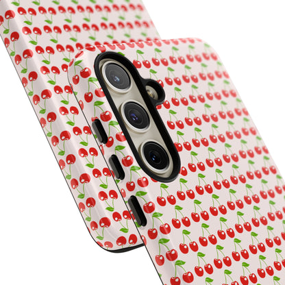 Cherry Pattern Phone Case - Tough Cases, Cute Phone Accessory, Fruit Design Case, Gift for Her, Stylish Protection