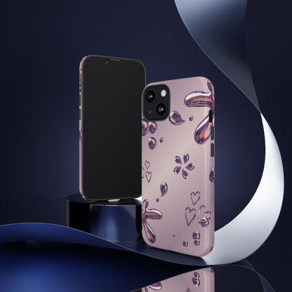 Purple Floral Tough Phone Case, Trendy Accessories for Teens, Gift for Her, Stylish Cell Phone Cover, Cute Pink Case, Mother's Day Gift